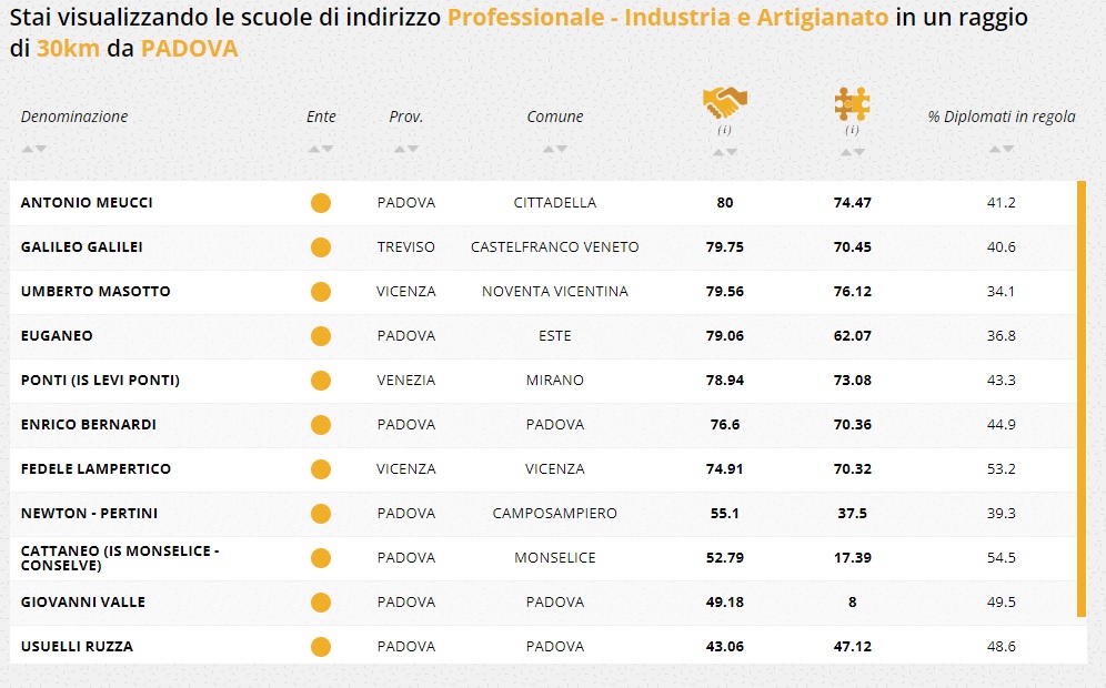 esiti lavorativi professionale