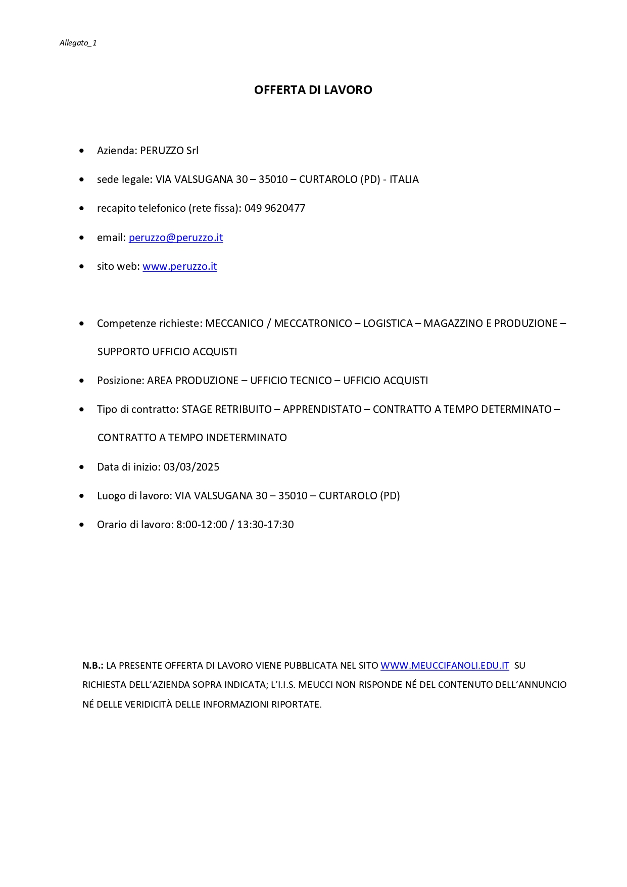 Offerta lavoro 275a
