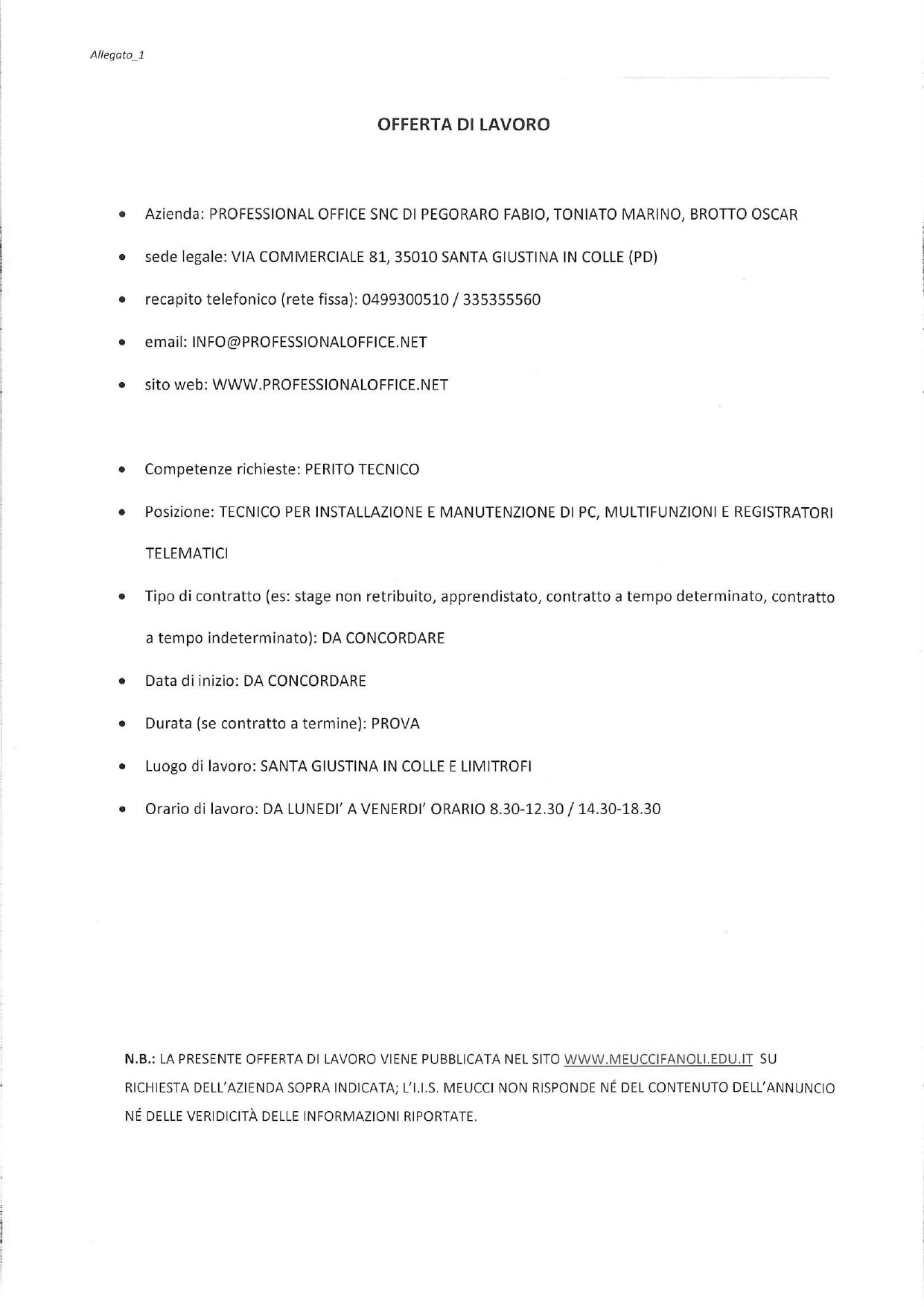 Offerta lavoro 275a