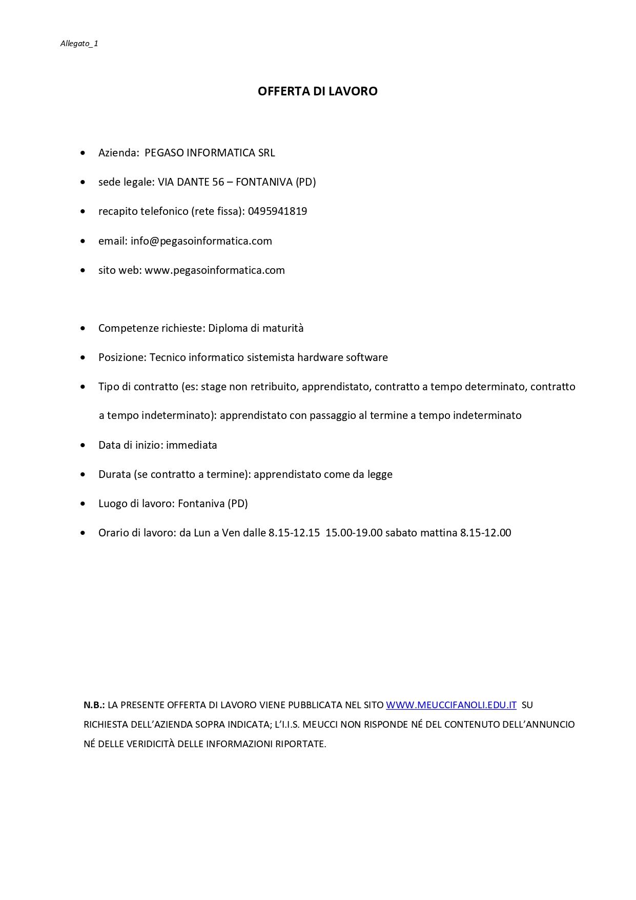 Offerta lavoro 124