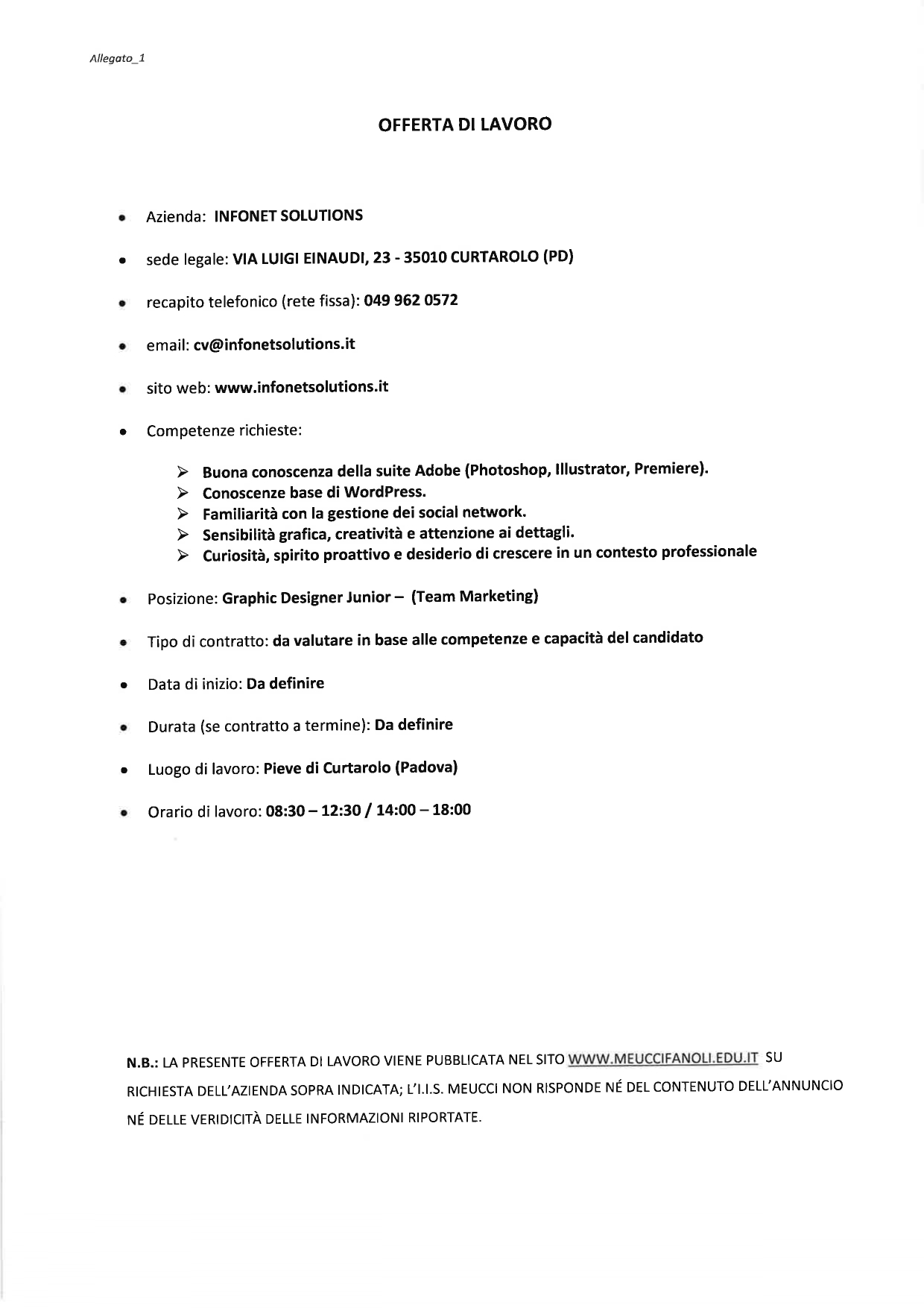 Offerta lavoro 275a