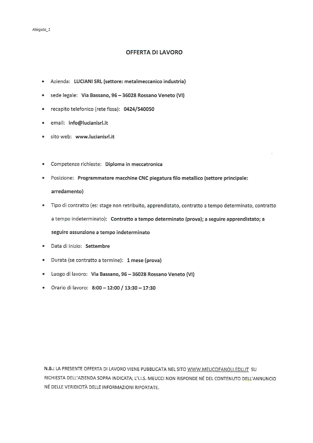 Offerta lavoro 275a