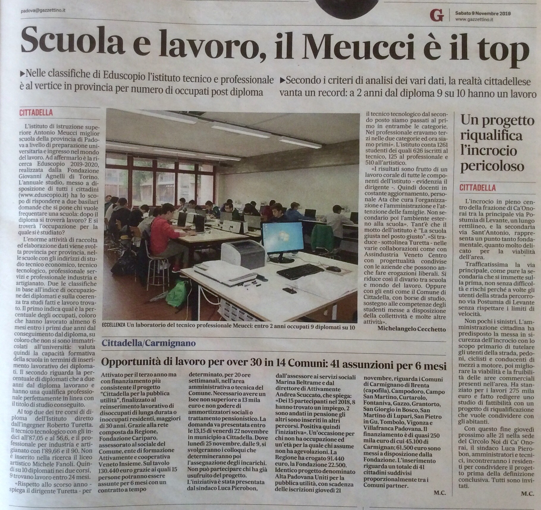 Articolo Gazzettino 9nov19