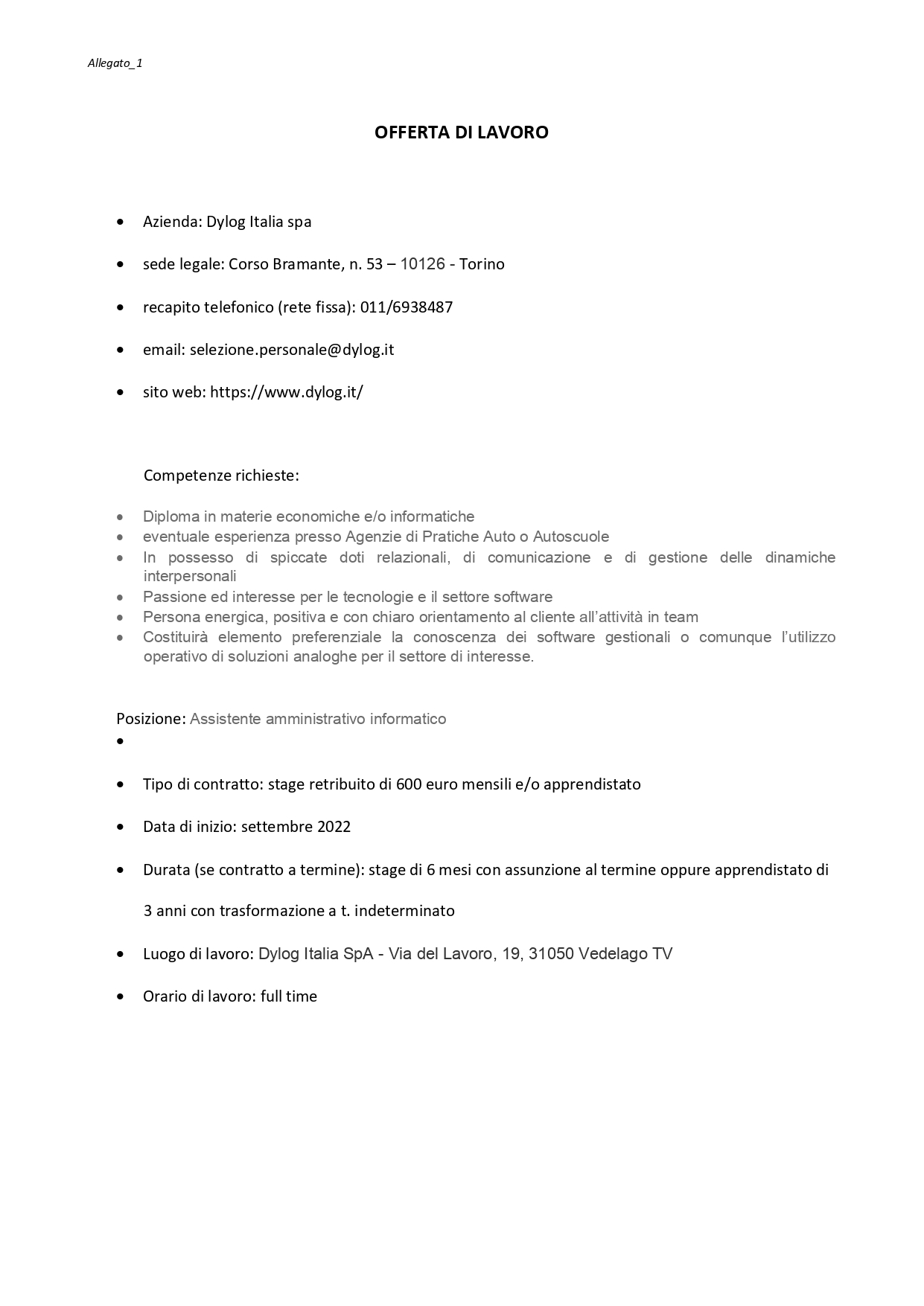 Allegato 1 Offerta di lavoro Dylog Italia spa 1 page 0001