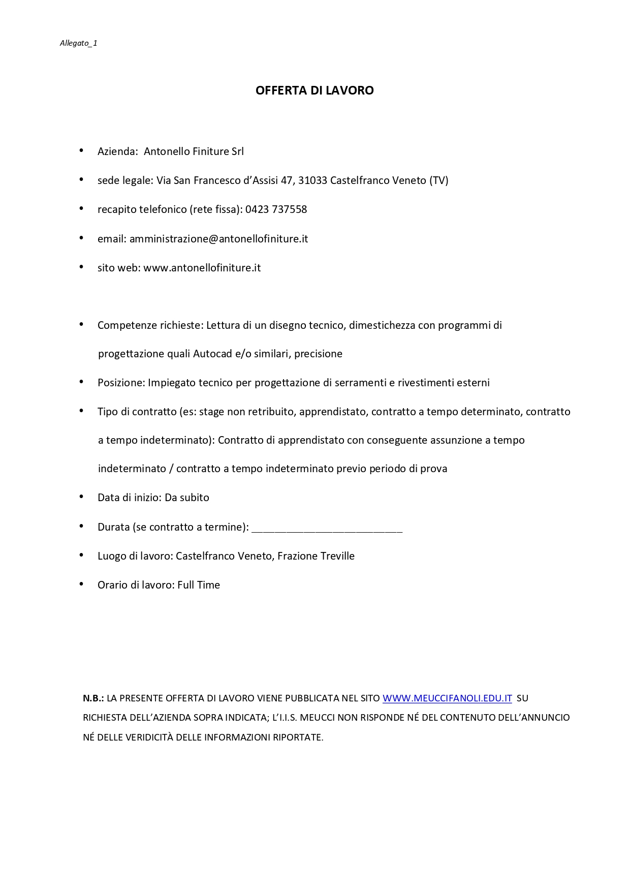 Offerta lavoro 275a